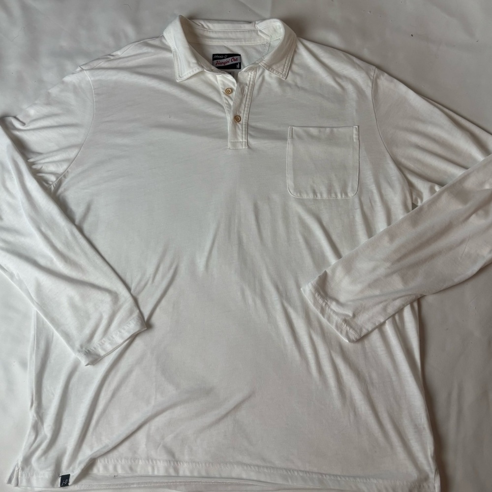 Johnnie O Long Sleeve Classic Polo Shirt Solid White Men’s XL Pocket